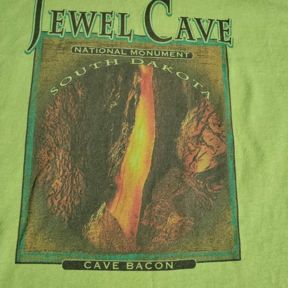 JEWEL CAVE NATIONAL MONUMENT SOUTH DAKOTA Green Medium Short Sleeve Cave Bacon - Picture 3 of 13